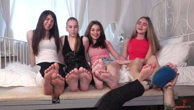 Quadruple tickle pleasure - ticklish young feet and upperbody - porntry.com