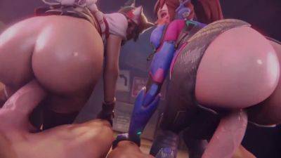 3D Porn Compilation: Sexy Big-assed D.va & Kiriko From Overwatch Get Fucked Hard In All Holes - anysex.com