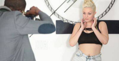 Jenna Ivory - Needy blonde gets black sperm on glasses during sexual photo shoot - xbabe.com